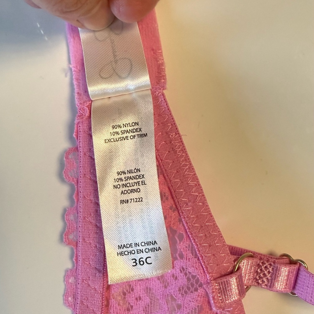 Jessica Simpson Pink Lace Heart Underwire Bra - Size 36C (NWOT) - Picture 9 of 10